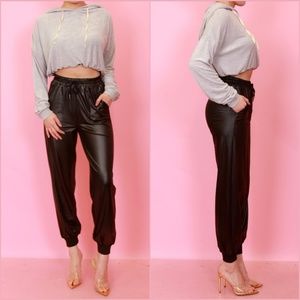 Faux Leather Jogger Pants